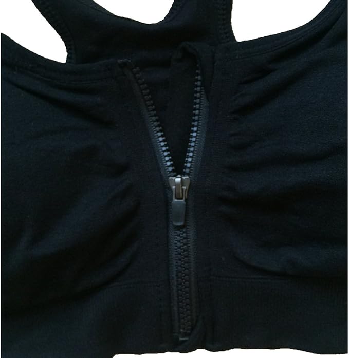 Women's Zipper Front Closure Sports Bra Racerback Yoga Bras