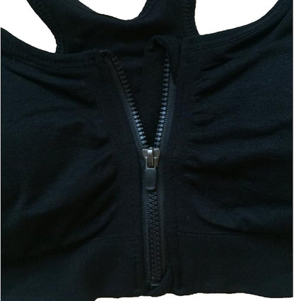 Women's Zipper Front Closure Sports Bra Racerback Yoga Bras