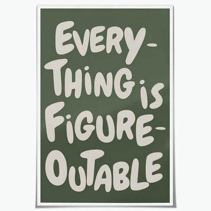 Everything is Figureoutable Motivational Canvas Wall Art Print Uplifting Quote Inspirational Art Poster Green Office Affirmation Wall Decor Minimalist Picture Painting Home Decor 20x30inch Unframed