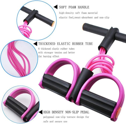 Multifunction Tension Rope, 6-Tube Elastic Yoga Pedal Puller Resistance Band, Natural Latex Tension Rope Fitness Equipment, for Abdomen/Waist/Arm/Leg Stretching Slimming Training