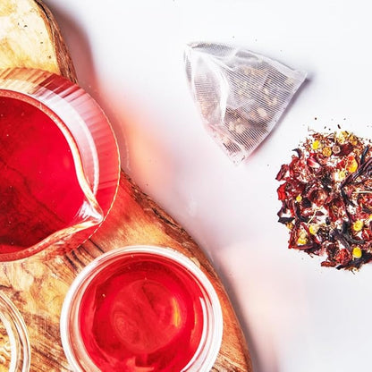 Grace Farms SHINE Wellness Organic Tea Blend (16 Pyramid Sachets) | Hydrating Tea For Skin and Detox | Rooibos, Rosehips, Hibiscus, Tulsi, and Haritaki | Fairtrade and Kosher | Gives Back 100% of Profits
