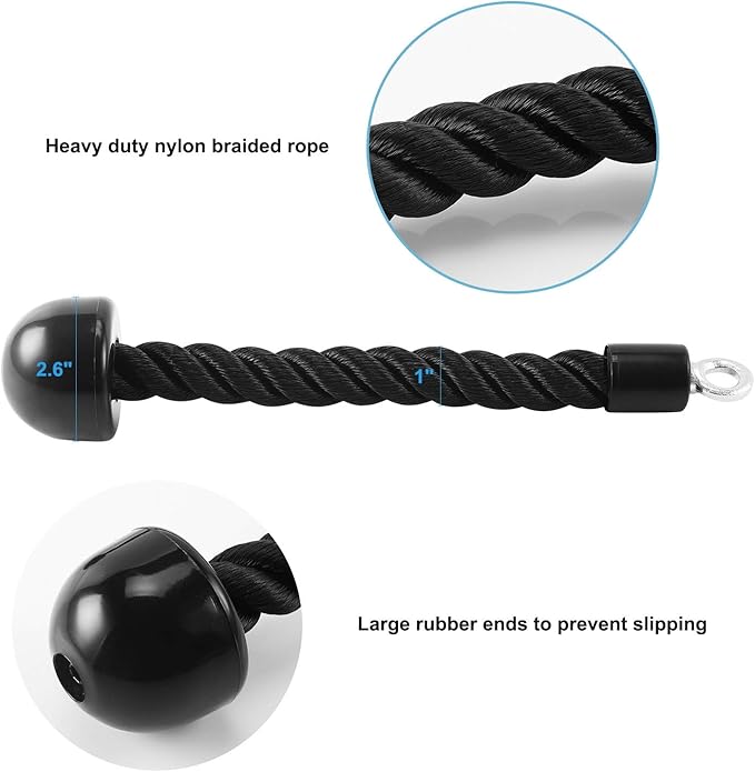 Pull Down Rope Single Grip Tricep Bicep Exercise Attachment for Cable Machines Gym Pulley Workout