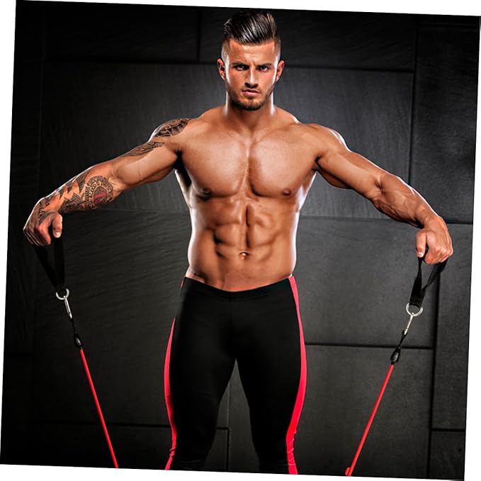 Garneck 4pcs Resistance Band Handles Plastic D Ring Exercise Strap Foam Handle Band Fitness Equipment for Home Gym Overhead Strength Training Stretching Black