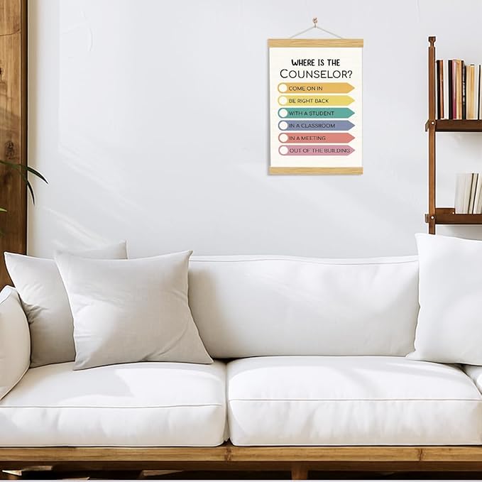 YGSDZY Where Is The Counselor? Wood Poster Hanger, Therapy Decor, Boho Classroom Decor, School Psychology, Mental Health Posters, Classroom Poster, Homeschool Decoration