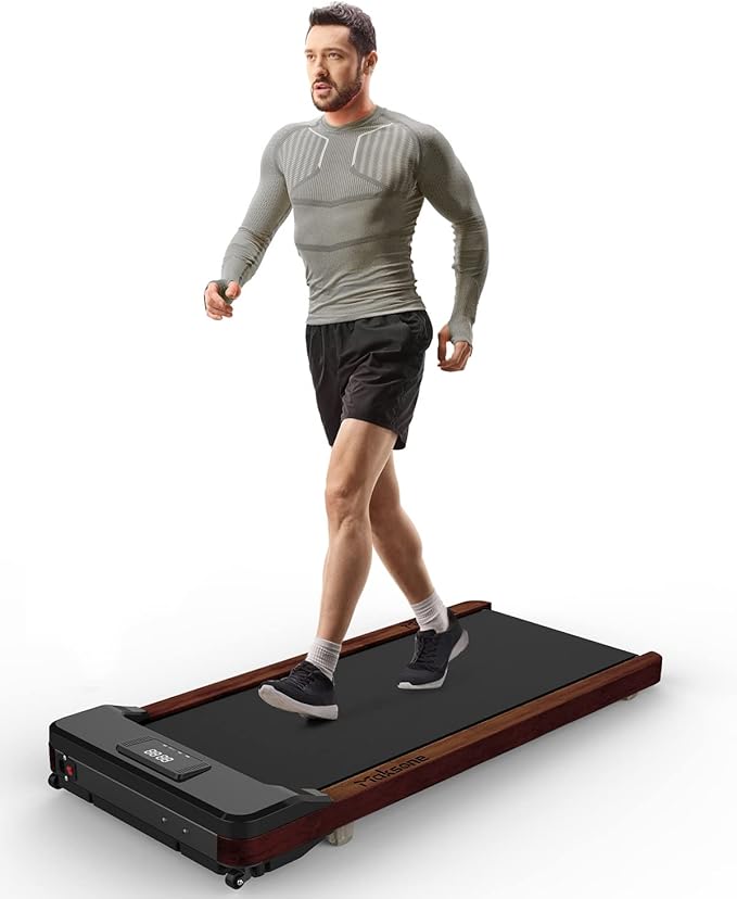 Maksone Portable Walking Pad with Remote Control,Wooden Office Treadmill for Home&Work，LED Dispaly Under Desk Treadmill