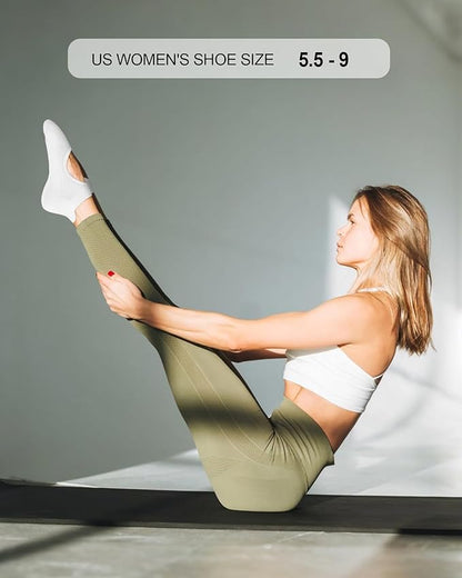 yeuG Grip Pilates Socks for Women Yoga Socks with Grips Open Top Non Slip Grippy Socks for Barre, Ballet, Barefoot Workout