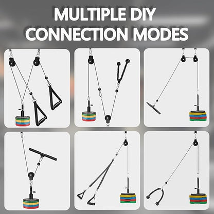 Weight Cable Pulley System Gym Upgraded Fitness LAT and Lift Pulley Attachments Tricep Workout Pulley System with Adjustable Length Cable for Home Gym LAT Pull Down Biceps Curl Tricep Arm Workouts