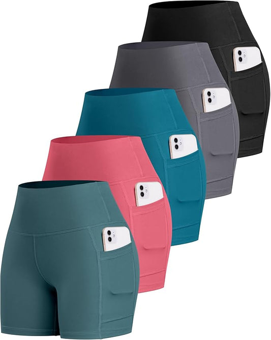 LZYVOO Biker Spandex Shorts Women, High Waisted Tummy Control Workout Yoga Shorts with Pockets