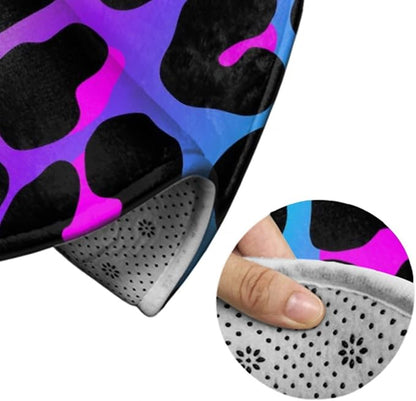 Soft Round Yoga Carpet, Large Home Decor Mat, Non-Slip Machine Washable Kitchen Office Circle Rug Compatible with Cheetah Skin Rainbow Leopard Print