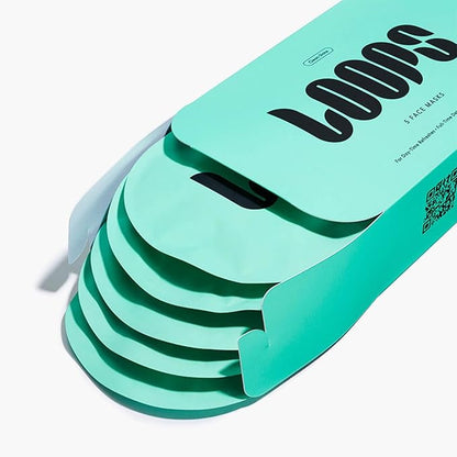 LOOPS CLEAN SLATE - Detoxifying Hydrogel Face Mask - Detoxify, Cleanse & Soothe - Deeply Purifying and Super Hydrating - Minimizes the Look of Pores - 5 pc