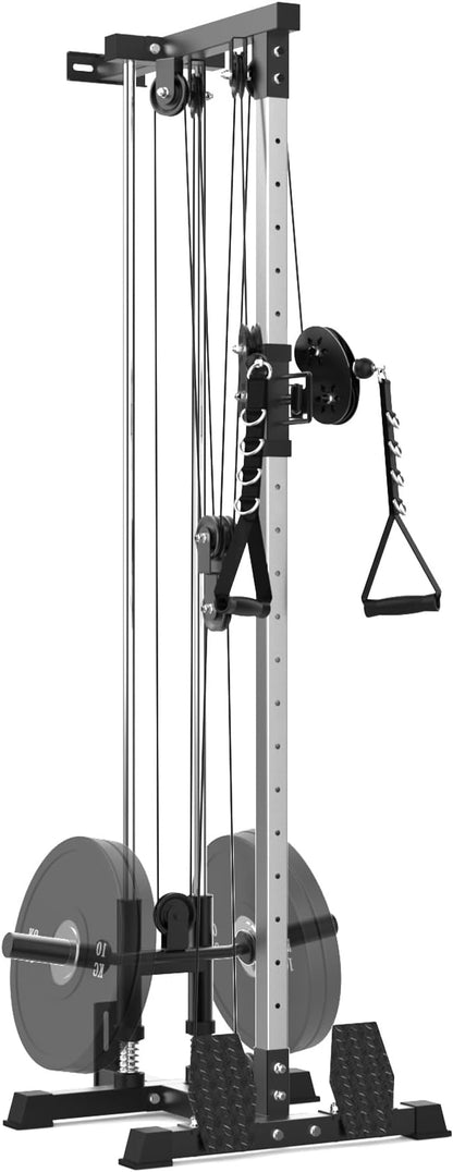 LAT Pulldown Machine, Multi-Functional Cable Machine with High and Low Pulley Station, Row Cable Machine Home Gym with Leg Support, Tricep Workout Equipment