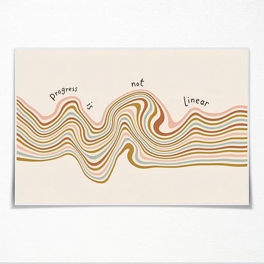 Progress is Not Linear Motivational Canvas Wall Art Print Mental Health Quote Inspirational Art Poster Therapy Psychologist Home Office Affirmation Wall Decor Minimalist Picture 20x30inch Unframed
