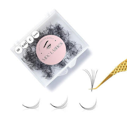 500 Promades Eyelash Fans| 5D-20D, 0.03-0.05-0.07 Thickness, C/CC/D Curls, 8-18mm| Volume Lash Extensions Premade Lash Fans Pro Pre Made False Eyelashes Pestañas Pelo A Pelo(5D-0.05-C-17)