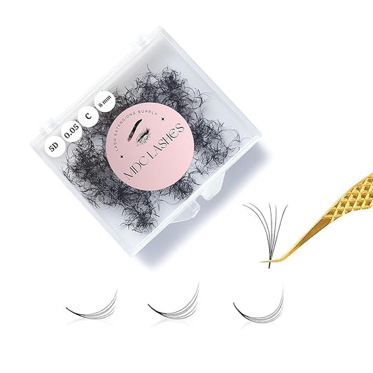 500 Promades Eyelash Fans| 5D-20D, 0.03-0.05-0.07 Thickness, C/CC/D Curls, 8-18mm| Volume Lash Extensions Premade Lash Fans Pro Pre Made False Eyelashes Pestañas Pelo A Pelo(5D-0.07-CC-17)