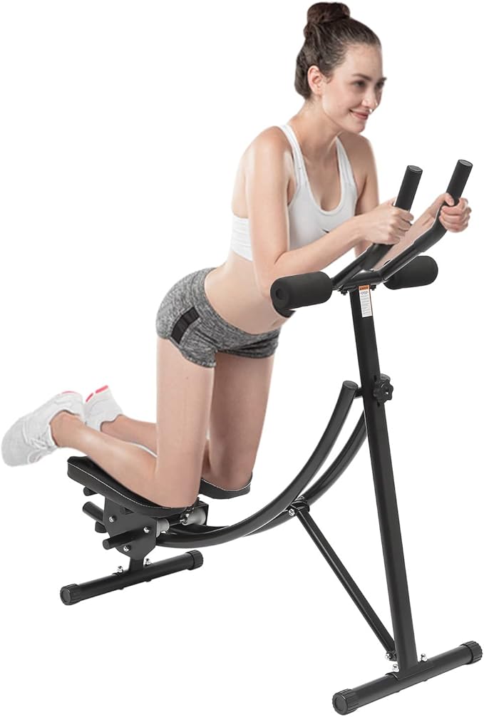Ab Trainer Abdominal Workout Machine Waist Cruncher Core Toner, Height Adjustable Abdominal Whole with LCD Monitor, Body Workout Machine for Home, Companies, Gyms