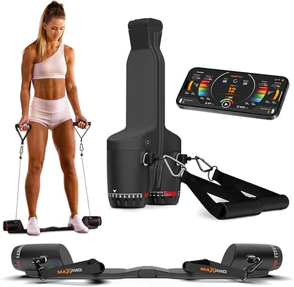 MAXPRO Fitness: Cable Home Gym | As Seen on Shark Tank | Versatile, Portable, Bluetooth Connected | Strength, HIIT, Cardio, Plyometric, Powerful 5-300lbs Resistance