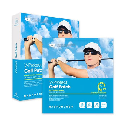 V-Protect Golf Patch – UV Protection, Hydration & Lifting Face Mask for Outdoor Sports | Korean Skincare Patch for Golf, Hiking, Tennis (Blue, 10 Masks)
