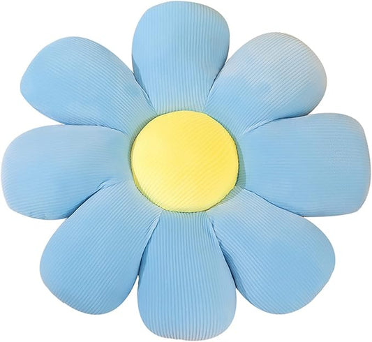 Flower Pillow, Flower Shaped Throw Pillow Floor Pillow Soft Seating Cushion Room Decor Plush Pillow for Bedroom, Sofa, Bed, Reading (21 inch, Blue)
