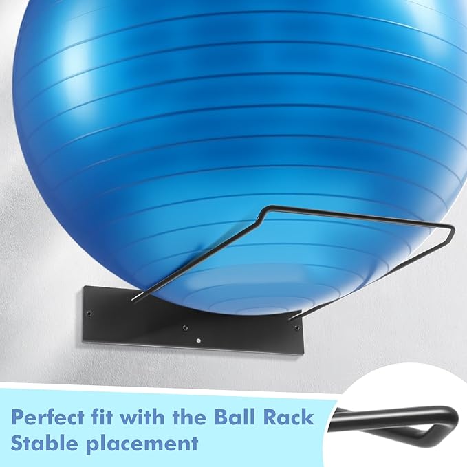 Threan 2 Pack Metal Medicine Ball Rack Wall Mounted 16.6'' Large Yoga Storage Ball Rack Thickened Black Sport Exercise Equipment Holder for Gyms Studios Home Space
