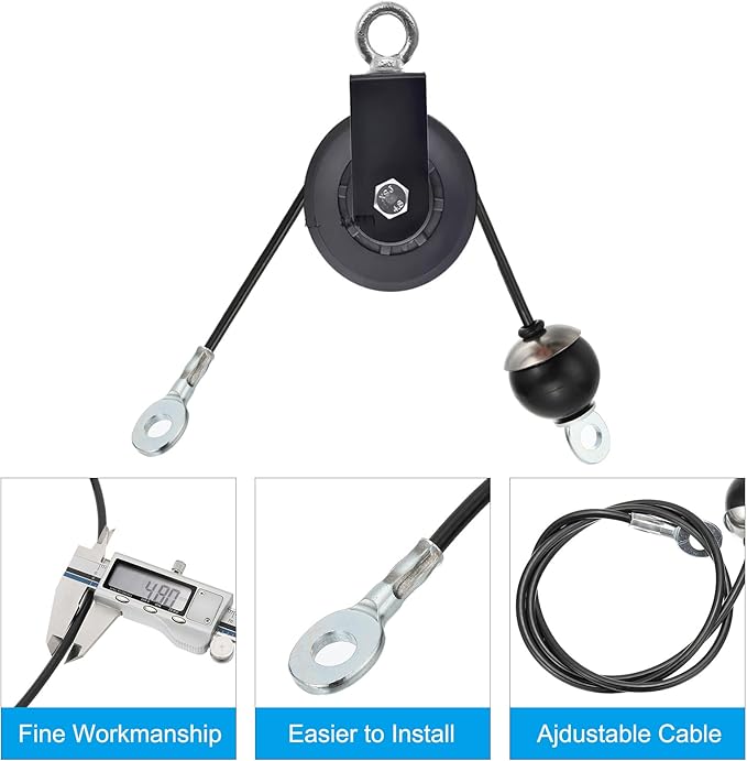 PATIKIL Pulley Cable, Adjustable Fitness Cable Pulley System Replacement Thick 4mm Heavy Gym Cable Pulley Attachment for Home Cable, Black (B-3m)