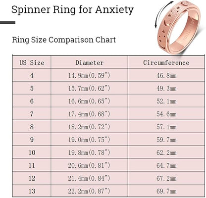 Anxiety Ring for Women Spinner Ring Fidget Ring Stainless Steel Spinner Rings Fidget Toys Adults Fidgit Rings Set Rose Gold Silver Rainbow Size 7