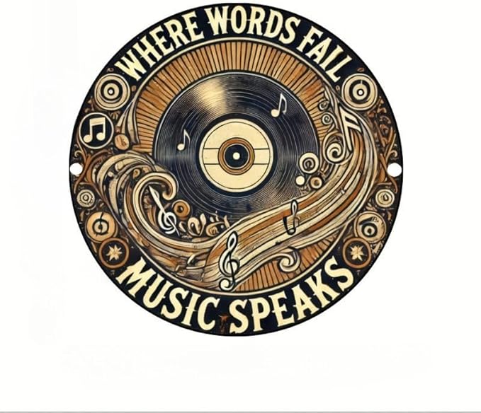 Cbngaoey Vintage Record-Inspired Circular Decor Sign - Ideal for Home, Bar, Cafe & Garage Ambiance | Wood Fiberboard Music Festival Wall Art