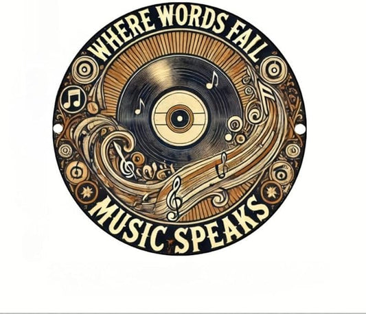 Cbngaoey Vintage Record-Inspired Circular Decor Sign - Ideal for Home, Bar, Cafe & Garage Ambiance | Wood Fiberboard Music Festival Wall Art