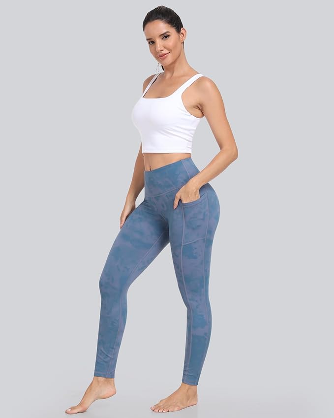 CHRLEISURE Leggings with Pockets for Women, High Waisted Tummy Control Workout Yoga Pants