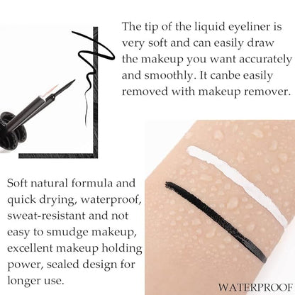 evpct 2Pcs White Black Liquid Eyeliner Set Waterproof White Eye Liners for Women Eyes Wing Eyeliner Stamps Shapes Colored Eyeliner delineador de ojos a prueba de agua contra el agua blanco para ojos