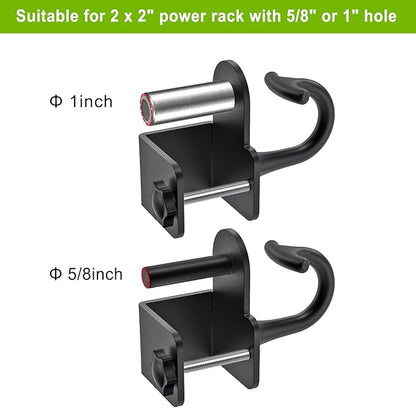 Kipika Power Cage Squat Rack Home Gym Accessories - Anchor for Resistance Bands Fits Rack with 5/8" or 1" Holes, Heavy Duty Hooks for Workouts, Strength Training, and Physical Therapy Exercise, 2 Pack