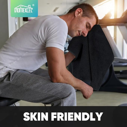 HOMEXCEL Black Gym Towels 3 Packs, (16x27 inches) Highly Absorbent Yoga Towel, Ultra Soft Hand Towels for Daily Use, Fast Drying Microfiber Workout Towels for Gym, Spa, Fitness, Camping, Hotel