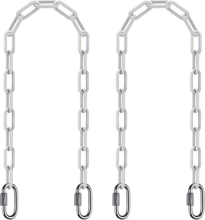 SELEWARE 2 Pcs 40" Hanging Swing Chain with 4 Carabiners, 1000LB Capacity Plastic Coated Hanging Chains, Hammock Hardware Kit for Swing, Hanging Chair, Punching Bags, Indoor Outdoor Gym (White)
