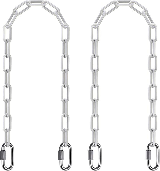 SELEWARE 2 Pcs 40" Hanging Swing Chain with 4 Carabiners, 1000LB Capacity Plastic Coated Hanging Chains, Hammock Hardware Kit for Swing, Hanging Chair, Punching Bags, Indoor Outdoor Gym (White)