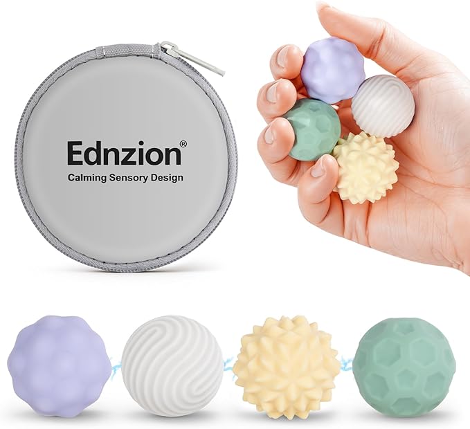 Fidget Toys Adults – 4PCS Magnetic Silicone Stress Balls for Anxiety, Focus & ADHD Relief, Textured Sensory Desk Gadgets, Stocking Stuffers or Relaxing Gifts for Women, Teens, Girls