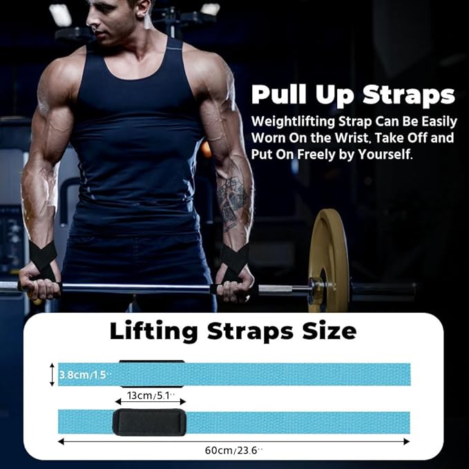 WSAKOUE Lifting Straps, Weightlifting Straps, Deadlift Straps with Padded Neoprene for Power Lifting, Bodybuilding, Gym Workout, Strength Training & Fitness Workout, Resistance