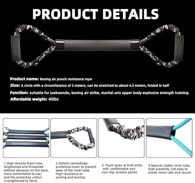 Boxing Training Equipment, Resistance Bands for Shadow Kicking Punching Exercise Accessories for Full Body Workout Home Gym Men and Women