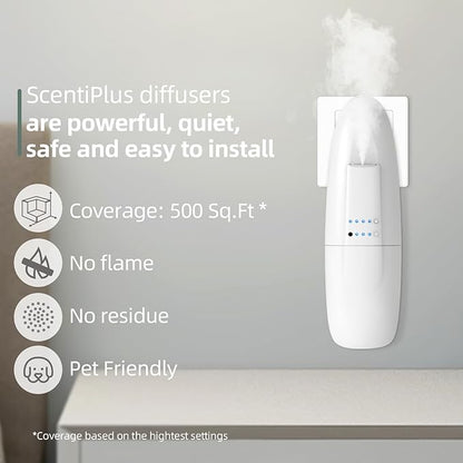 Plug In Scent Air Machine for Home, Waterless Aroma Diffuser for Essential Oils 100ml/500 Sq.Ft, Portable Fragrance Diffuser with Cold-Air Diffusion Tech for Large Room, Office, Spa (White)