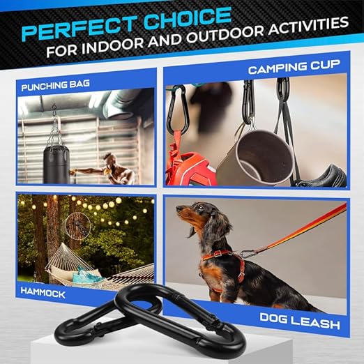 2Pcs 4In Spring Snap Hooks 700LBS Capacity, Carabiner Clip, Heavy Duty Rope Connector, Quick Link Carabiners Spring Snap Hooks for Indoor & Outdoor Activity, Camping, Climbing, Fishing, Hiking