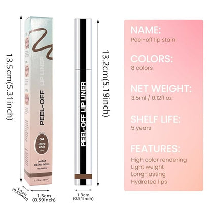 2Pcs Peel Off Matte Liquid Lip Gloss Stain-Lip Liner with Tweezer, Peel Off Lip Stain, Long Lasting & Waterproof Lipstick Tattoo, Transfer-Proof Lip Gloss for All Skin Types (04#+06#, 2Pcs)