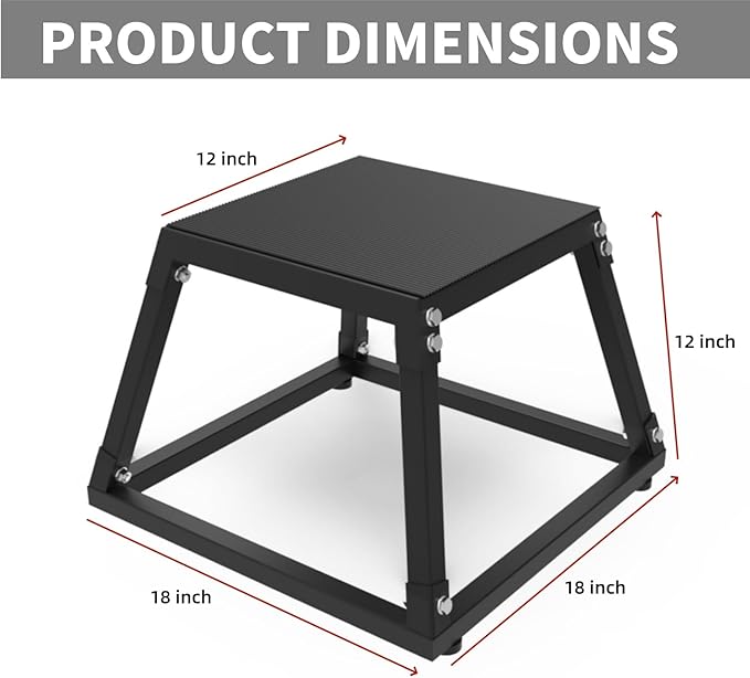 Metal Plyometric Jumping Box,12/18/24/30 Inch Steel Plyo Box Set for Fitness Exercise Home Gym,Single/Set