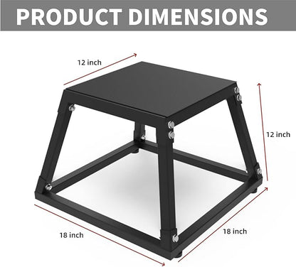 Metal Plyometric Jumping Box,12/18/24/30 Inch Steel Plyo Box Set for Fitness Exercise Home Gym,Single/Set