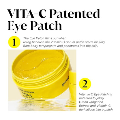 GOODAL Green Tangerine Vitamin C Eye Patches 60 Sheets – Hydrating Gel Under Eye Masks for Tired Puffy Eyes, Korean Skincare, Glass Skin Look, Daily Self Care Essentials