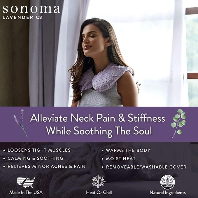 Sonoma Lavender Luxury Lavender Heatable/Chillable Neck Pillow, Microwaveable for Neck and Shoulders with Removable Washable Covers, Great for Relaxation and Pain Relief (Arctic Circle)