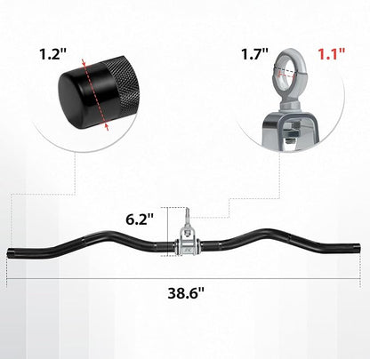 RitFit 38.6'' W-Shaped LAT Pulldown Bar, Aluminum Alloy Cable Machine Attachment with Full Rotation for Gym, Strength Training, Workouts