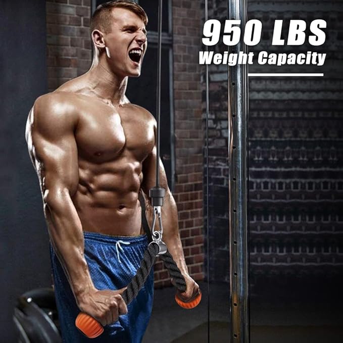 SELEWARE Tricep Rope Cable Machines Attachments for Gym, Heavy Duty Universal Tricep Pull Down Rope with Soft Rubber Ends for Home Gym Workout Biceps Back Shoulders
