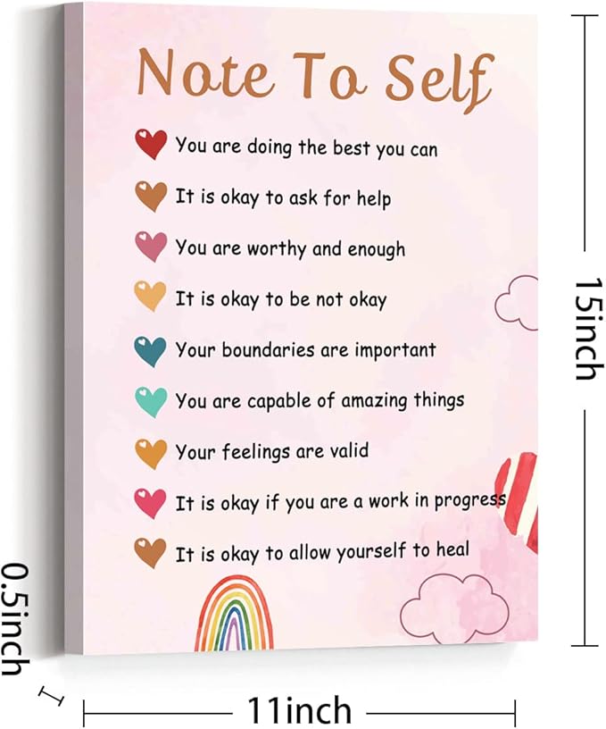Positive Affirmations Wall Decor,Note To Self Canvas Wall Art,Psychology Canvas Framed Wall Art Painting Ready to Hang for Kids Classroom Nursery Therapist Office Wall Decor (12 x 15 Inch)