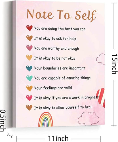 Positive Affirmations Wall Decor,Note To Self Canvas Wall Art,Psychology Canvas Framed Wall Art Painting Ready to Hang for Kids Classroom Nursery Therapist Office Wall Decor (12 x 15 Inch)