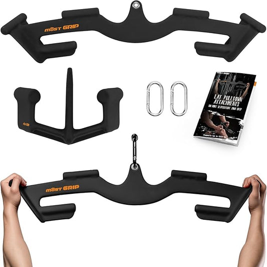 LAT Pull Down Bars Set, Triangular Stability LAT Pulldown Attachments with 8 Ergonomic Handles for Whole Back Training, Non-Slip Cable Machine Attachment for Gym Home Workout