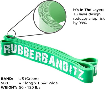 Rubberbanditz Pull Up Assist Resistance Bands Heavy Duty Loop Exercise Workout Bands for Powerlifting, Mobility, and Stretching