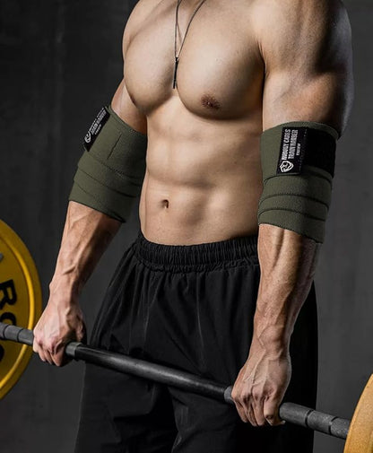 TAVIEW Elbow Wraps for Weightlifting (1 Pair), 47" Elastic Elbow Support & Compression Powerlifting, Fitness, Cross Training & Gym Workout - Elbow Straps for Weight Lifting
